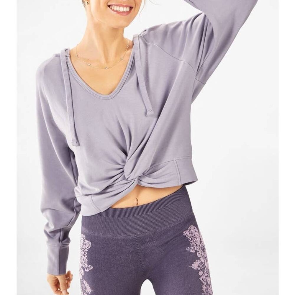 Fabletics Sydney Twist Front Scoop Neck Drawstring Womens Sweater Hoodie Medium